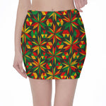 Abstract Geometric Reggae Pattern Print Pencil Mini Skirt