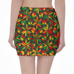 Abstract Geometric Reggae Pattern Print Pencil Mini Skirt