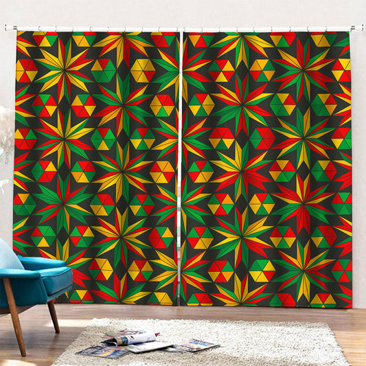 Abstract Geometric Reggae Pattern Print Pencil Pleat Curtains