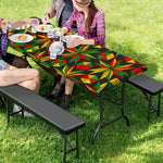 Abstract Geometric Reggae Pattern Print Picnic Table Cover