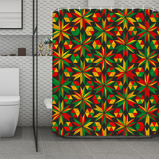 Abstract Geometric Reggae Pattern Print Polyester Shower Curtain