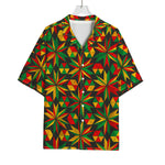 Abstract Geometric Reggae Pattern Print Rayon Hawaiian Shirt