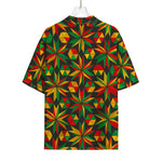 Abstract Geometric Reggae Pattern Print Rayon Hawaiian Shirt