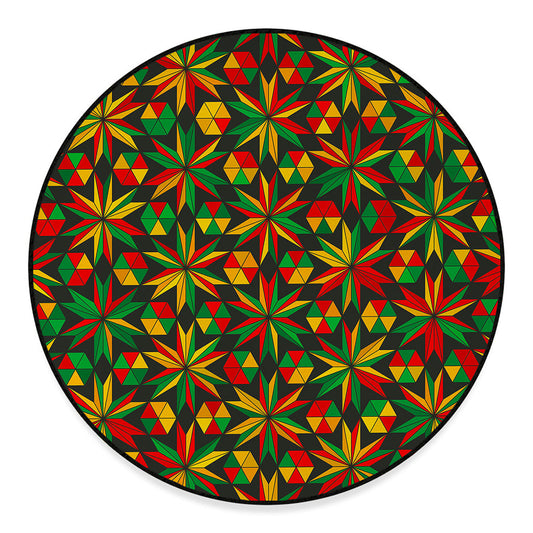 Abstract Geometric Reggae Pattern Print Round Floor Mat