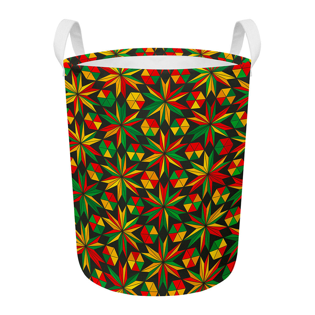 Abstract Geometric Reggae Pattern Print Round Laundry Basket
