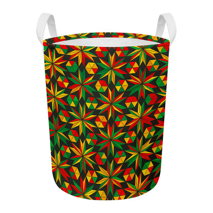Abstract Geometric Reggae Pattern Print Round Laundry Basket