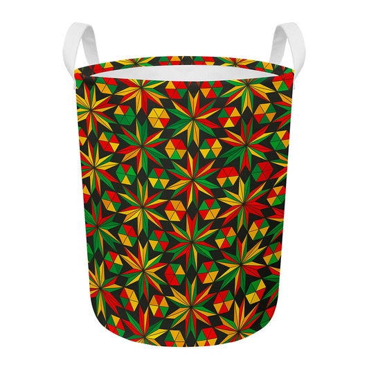 Abstract Geometric Reggae Pattern Print Round Laundry Basket