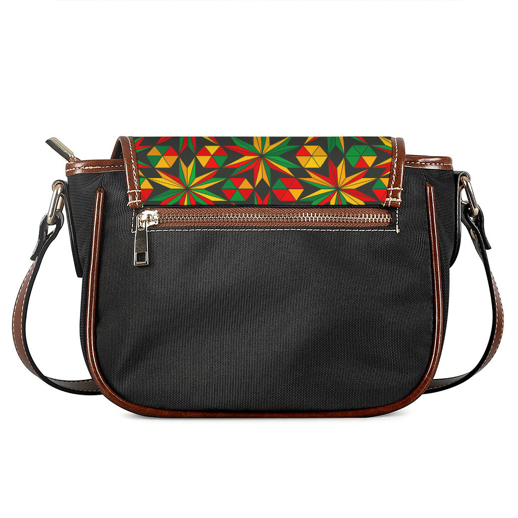 Abstract Geometric Reggae Pattern Print Saddle Bag