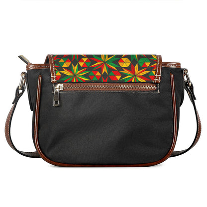 Abstract Geometric Reggae Pattern Print Saddle Bag