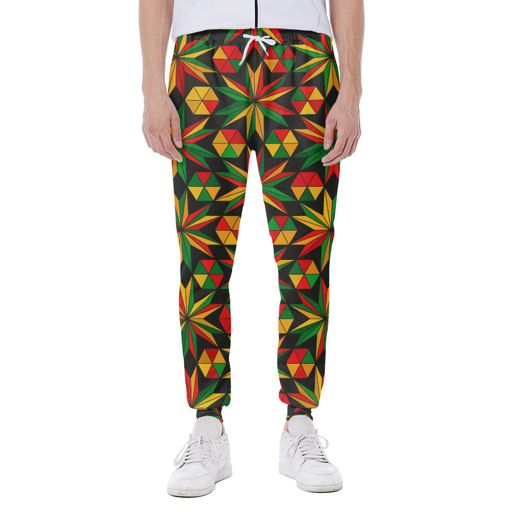 Abstract Geometric Reggae Pattern Print Scuba Joggers