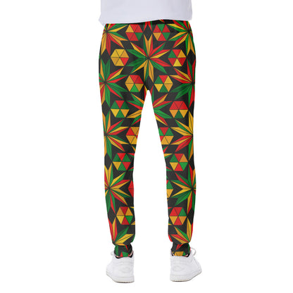 Abstract Geometric Reggae Pattern Print Scuba Joggers