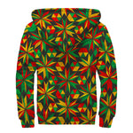 Abstract Geometric Reggae Pattern Print Sherpa Lined Zip Up Hoodie