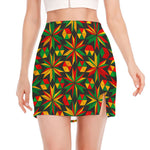 Abstract Geometric Reggae Pattern Print Side Slit Mini Skirt