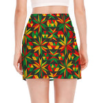 Abstract Geometric Reggae Pattern Print Side Slit Mini Skirt