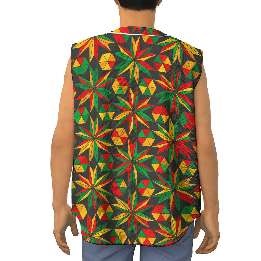 Abstract Geometric Reggae Pattern Print Sleeveless Baseball Jersey