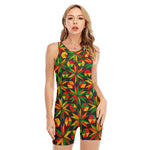 Abstract Geometric Reggae Pattern Print Sleeveless One Piece Swimsuit