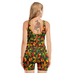 Abstract Geometric Reggae Pattern Print Sleeveless One Piece Swimsuit