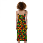 Abstract Geometric Reggae Pattern Print Slim Fit Midi Cami Dress