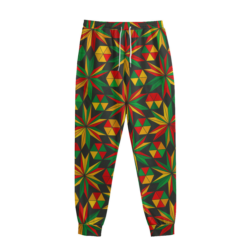 Abstract Geometric Reggae Pattern Print Sweatpants