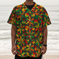 Abstract Geometric Reggae Pattern Print Textured Short Sleeve Shirt
