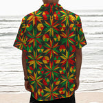 Abstract Geometric Reggae Pattern Print Textured Short Sleeve Shirt