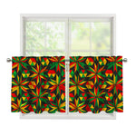 Abstract Geometric Reggae Pattern Print Tier Curtains