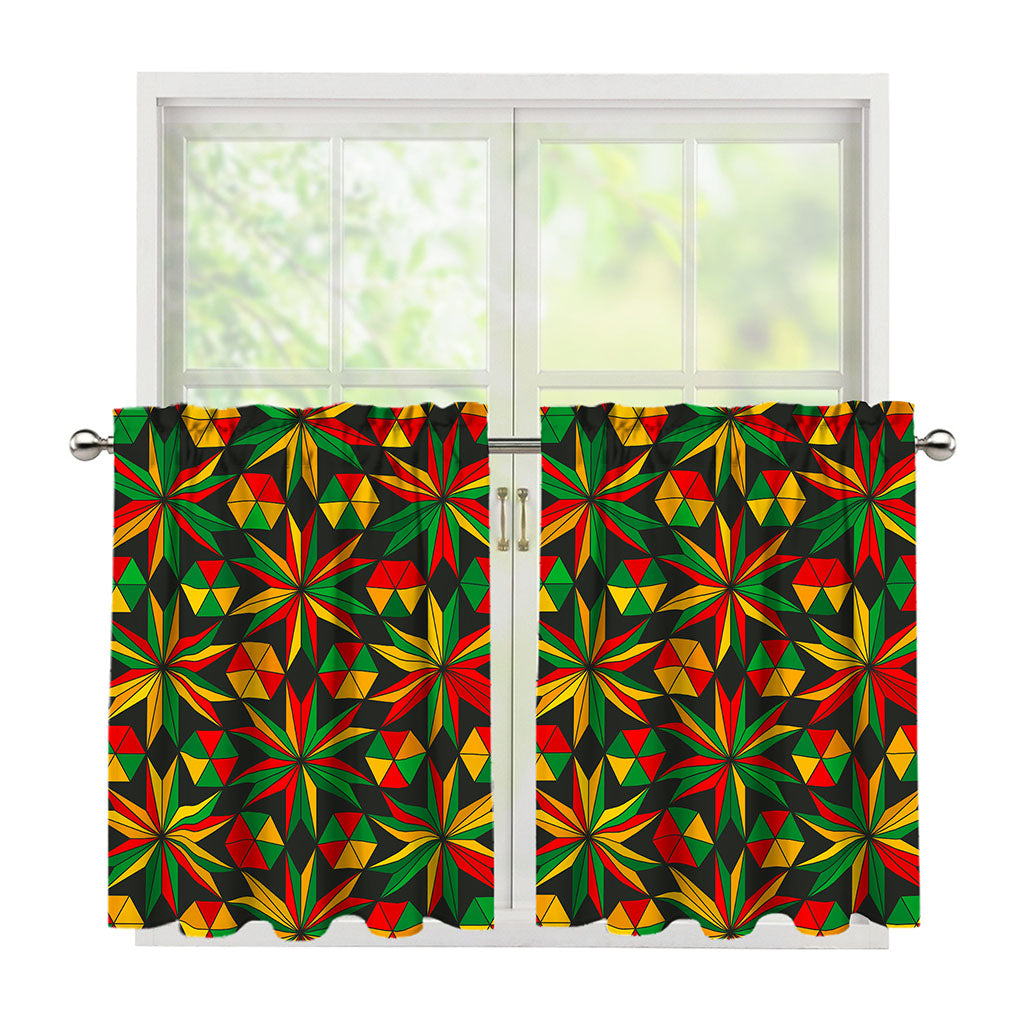 Abstract Geometric Reggae Pattern Print Tier Curtains