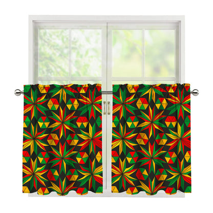 Abstract Geometric Reggae Pattern Print Tier Curtains