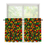Abstract Geometric Reggae Pattern Print Tier Curtains