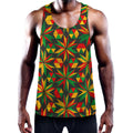 Abstract Geometric Reggae Pattern Print Men's Workout Tank Top