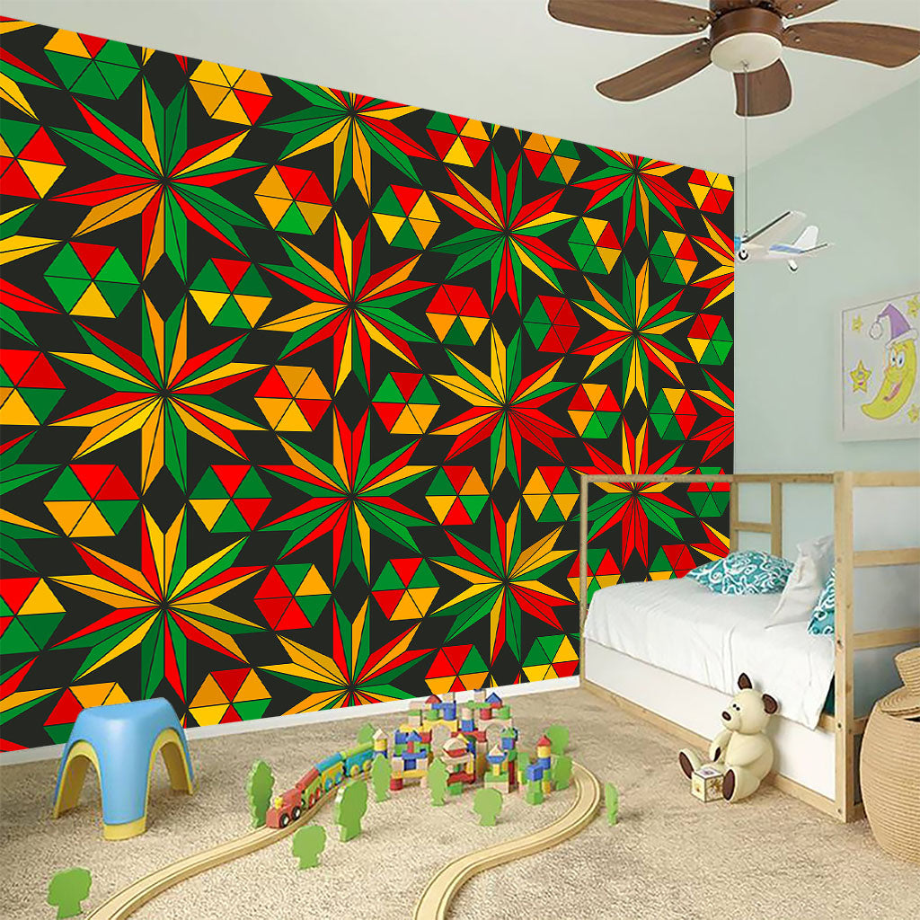 Abstract Geometric Reggae Pattern Print Wall Sticker