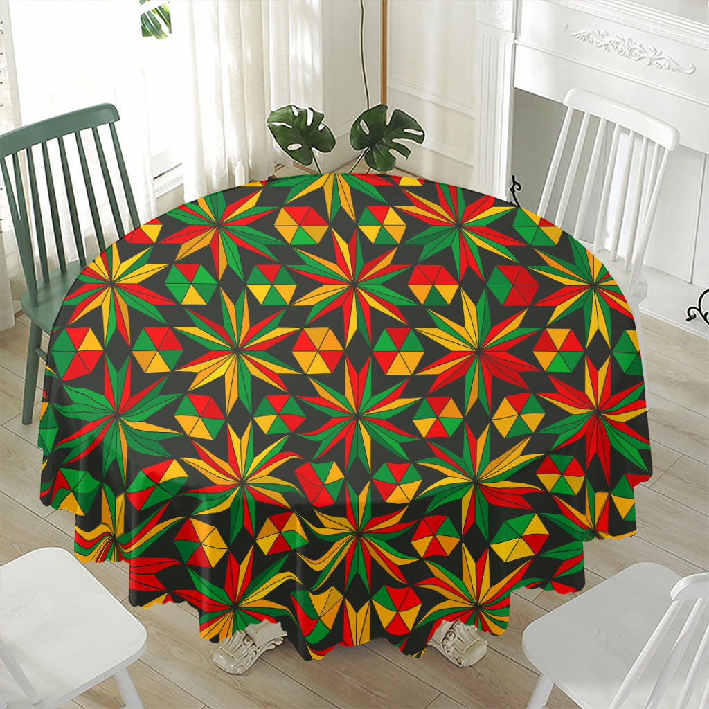 Abstract Geometric Reggae Pattern Print Waterproof Round Tablecloth
