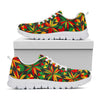 Abstract Geometric Reggae Pattern Print White Running Shoes