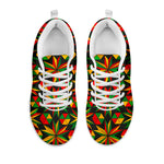 Abstract Geometric Reggae Pattern Print White Running Shoes