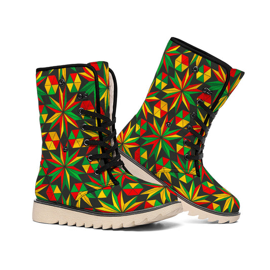 Abstract Geometric Reggae Pattern Print Winter Boots