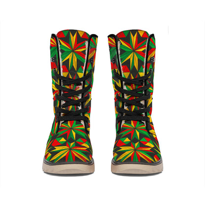 Abstract Geometric Reggae Pattern Print Winter Boots