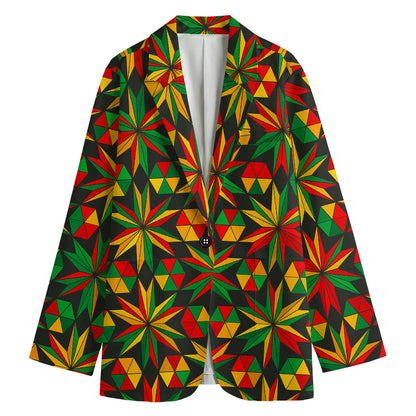 Abstract Geometric Reggae Pattern Print Women's Blazer