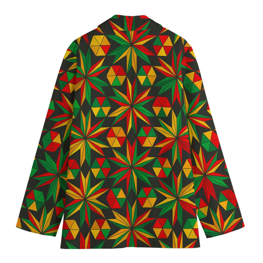Abstract Geometric Reggae Pattern Print Women's Blazer