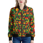 Abstract Geometric Reggae Pattern Print Women's Bomber Jacket