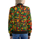 Abstract Geometric Reggae Pattern Print Women's Bomber Jacket