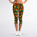 Abstract Geometric Reggae Pattern Print Women's Capri Leggings