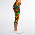 Abstract Geometric Reggae Pattern Print Women's Capri Leggings