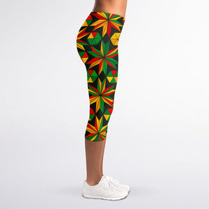 Abstract Geometric Reggae Pattern Print Women's Capri Leggings