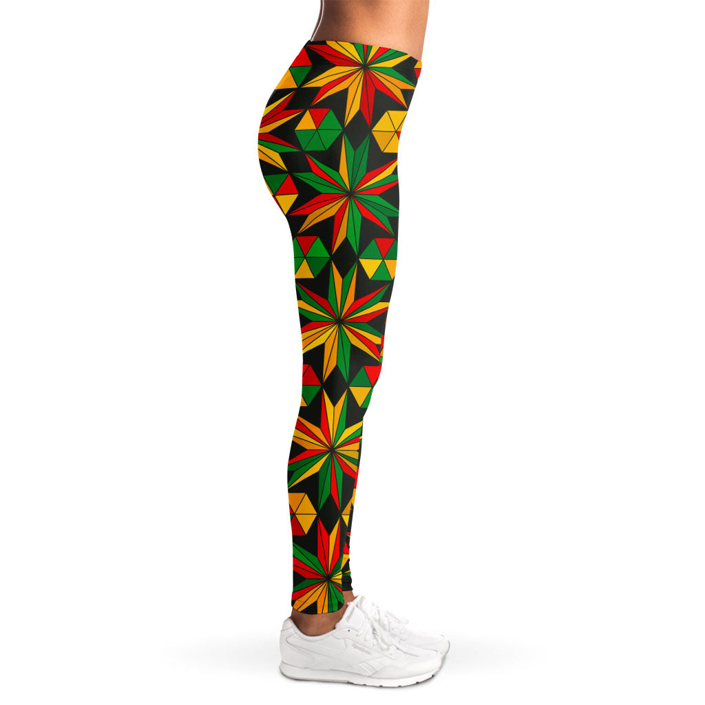 Abstract Geometric Reggae Pattern Print Women's Leggings