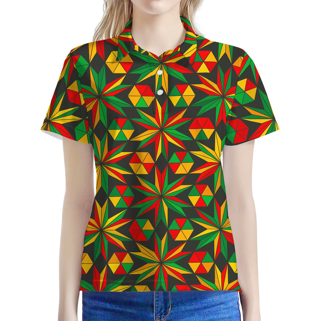 Abstract Geometric Reggae Pattern Print Women's Polo Shirt