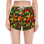 Abstract Geometric Reggae Pattern Print Women's Split Running Shorts