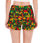 Abstract Geometric Reggae Pattern Print Women's Split Running Shorts