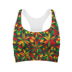 Abstract Geometric Reggae Pattern Print Women's Sports Bra