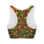 Abstract Geometric Reggae Pattern Print Women's Sports Bra