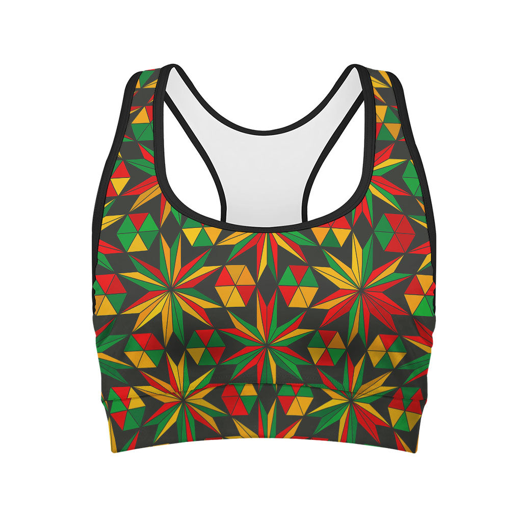 Abstract Geometric Reggae Pattern Print Women's Sports Bra